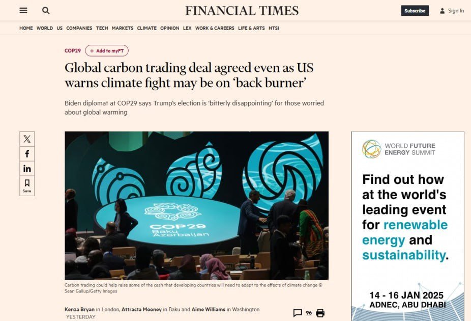 “Financial Times”: COP29-un ilk günü Azərbaycan üçün qalibiyyətlə başa çatdı - FOTO - foto 1