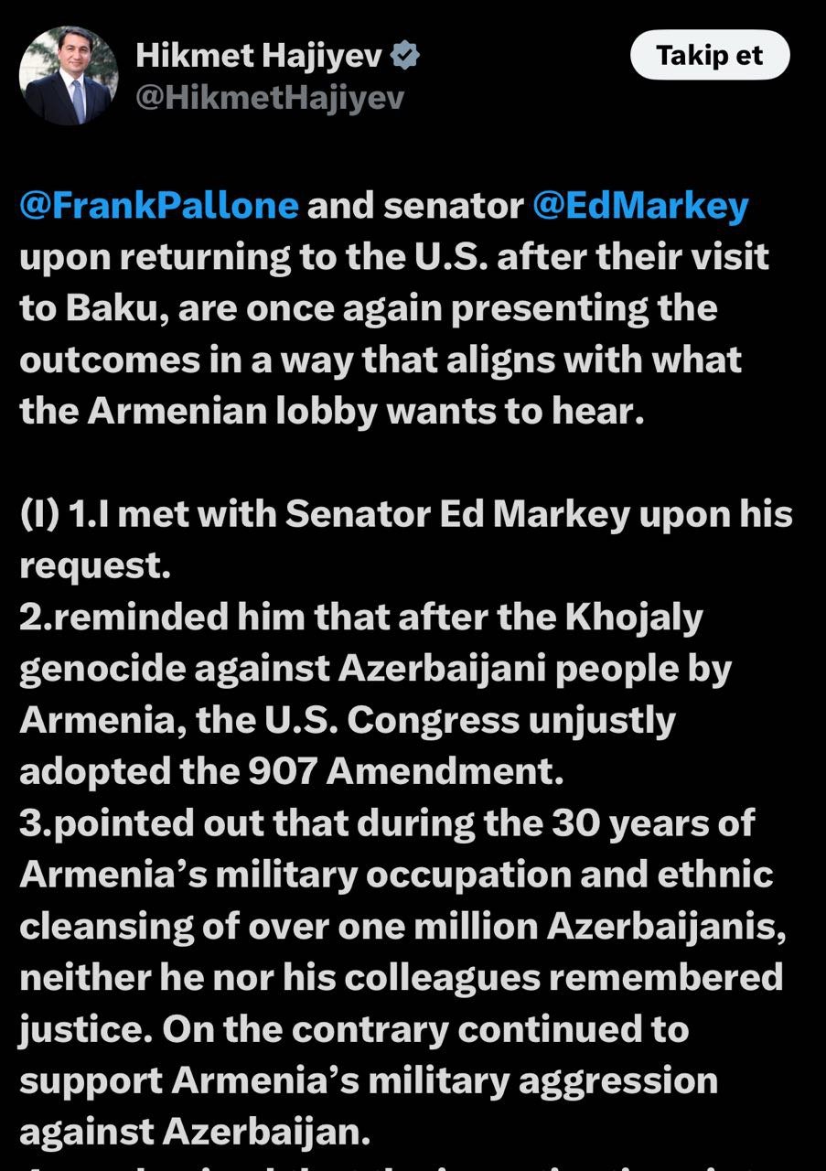 Hikmət Hacıyevdən amerikalı parlamentarilərə SƏRT TƏNQİD - FOTO - foto 1
