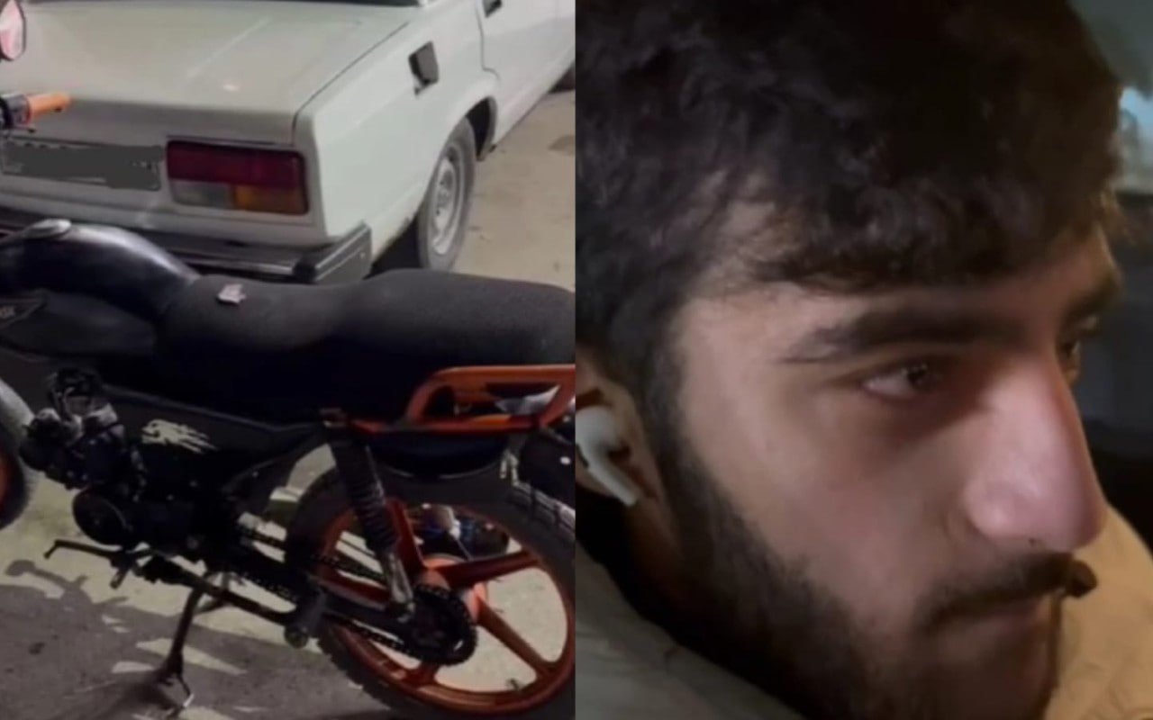 Sərxoş vəziyyətdə moped sürən şəxs saxlanıldı &ndash; VİDEO 