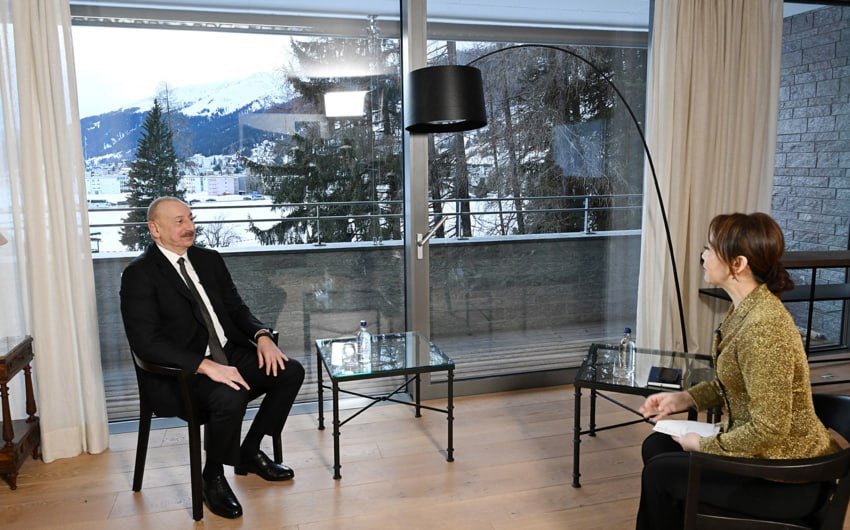 İlham Əliyev Davosda Çinin CGTN telekanalına MÜSAHİBƏ VERDİ - FOTO - foto 3