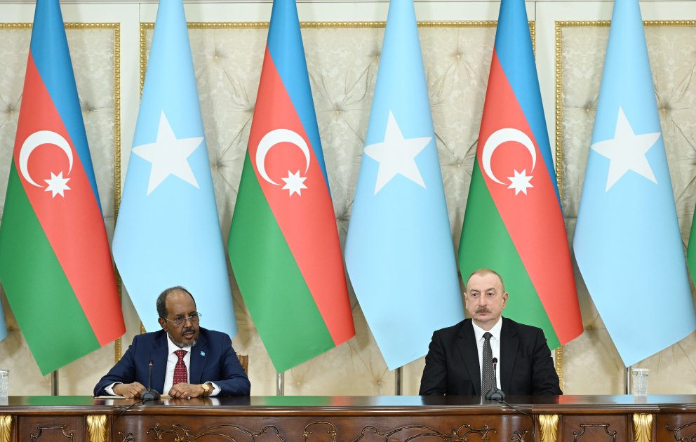 Azərbaycan və Somali prezidentləri mətbuata bəyanatlarla çıxış ediblər - FOTO - foto 6