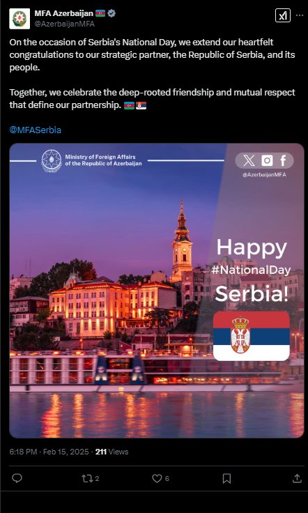 Rəsmi Bakı Serbiyanı TƏBRİK ETDİ - FOTO - foto 1