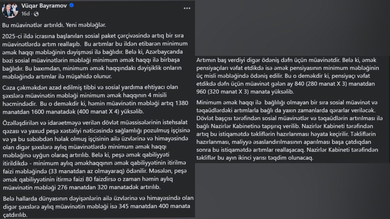 Müavinətlərlə bağlı ŞAD XƏBƏR – FOTO - foto 1