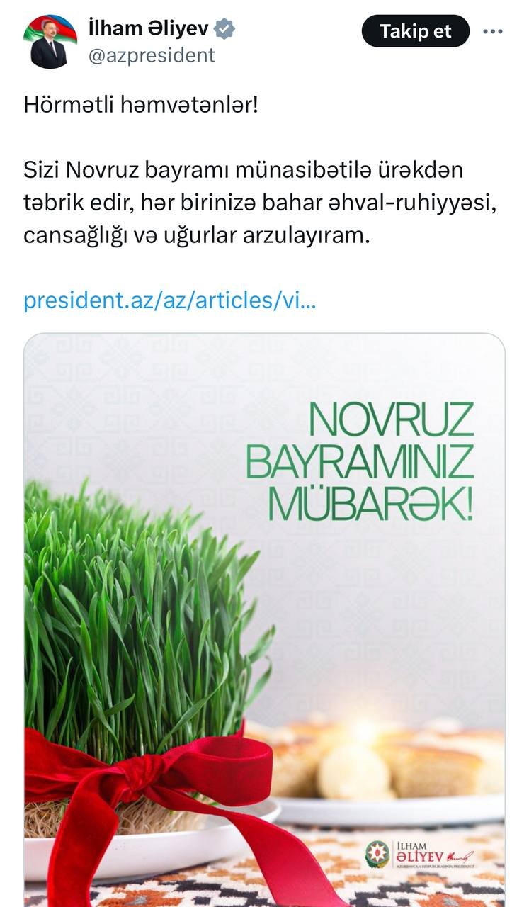 İlham Əliyev Azərbaycan xalqını TƏBRİK ETDİ - FOTO - foto 1