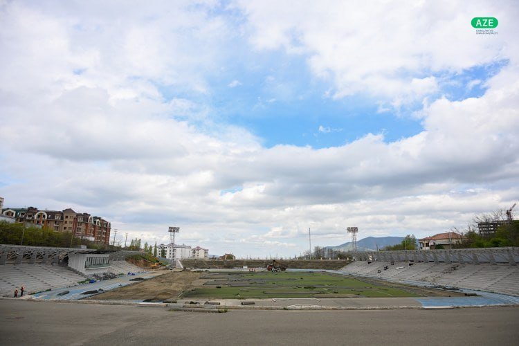 Xankəndi şəhər stadionu yenidən qurulur - FOTO - foto 1