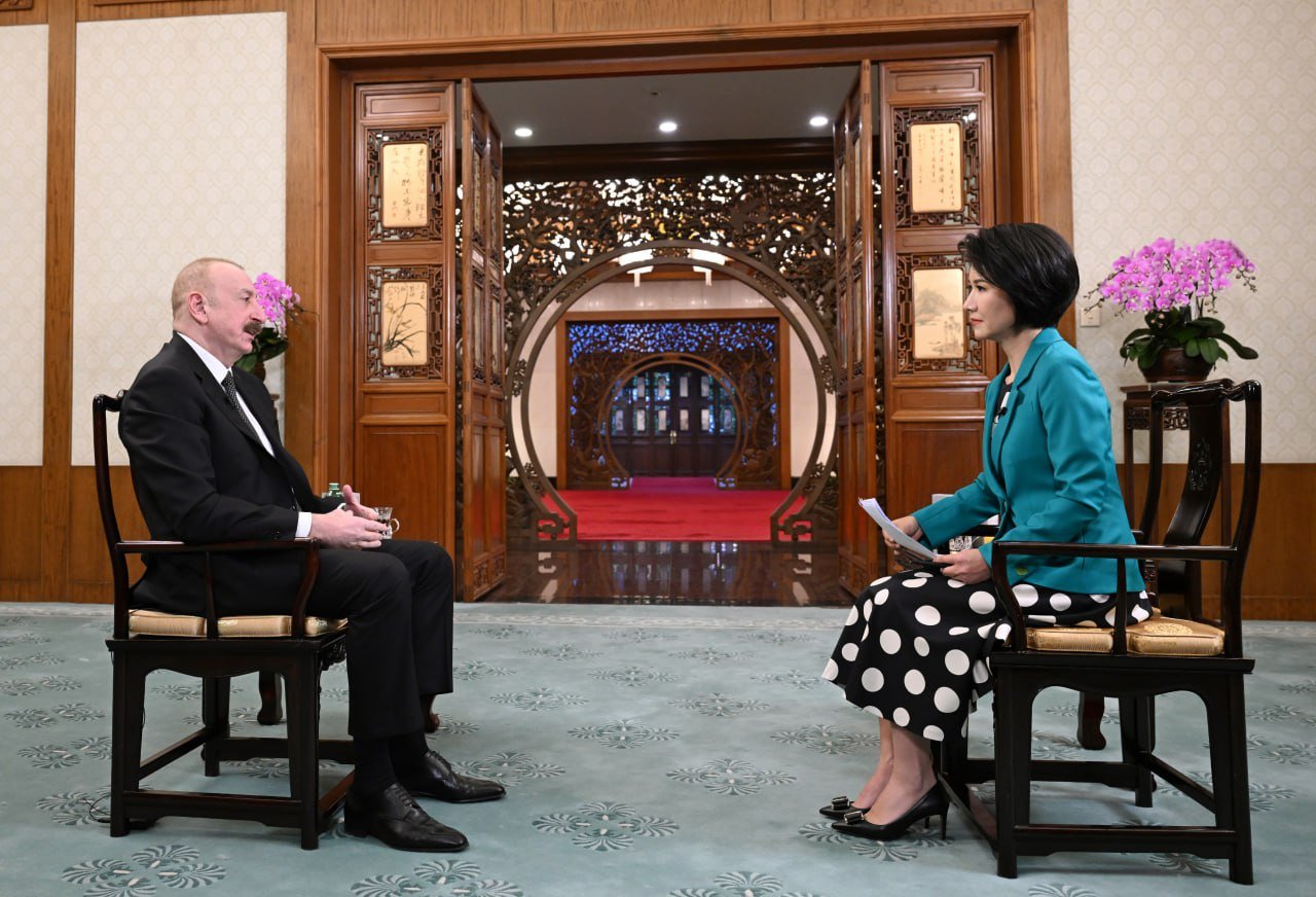 İlham Əliyev Pekində Çinin CGTN telekanalına müsahibə verdi &ndash; FOTO