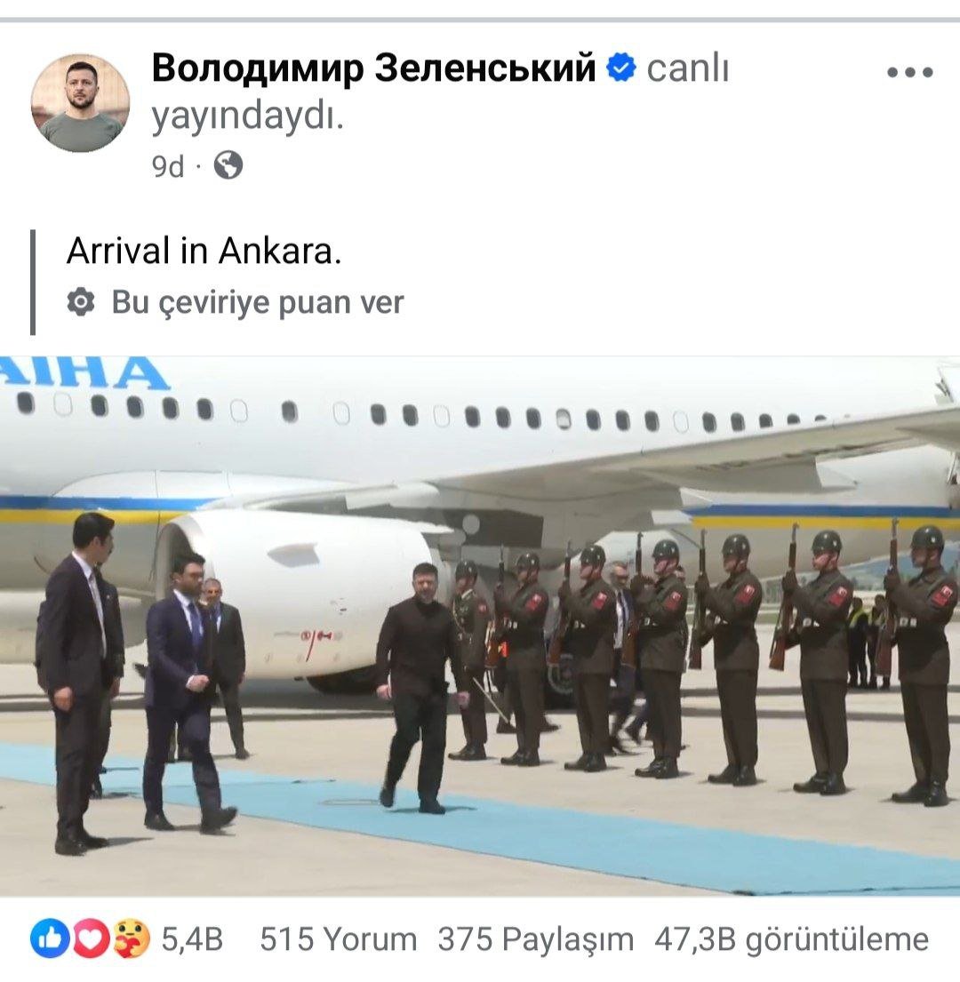 Zelenskinin təyyarəsi Ankarada eniş etdi – FOTO-VİDEO - foto 1