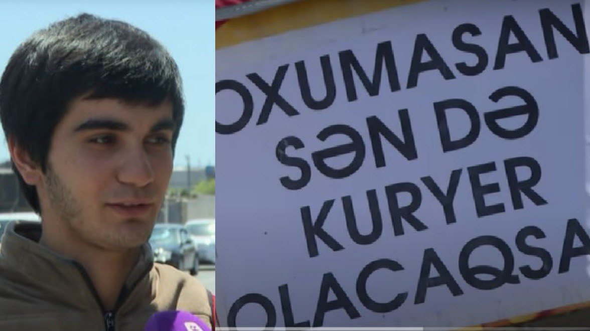 Kuryer yazısı ilə sosial şəbəkələrdə gündəm olan gənc DANIŞDI – VİDEO Kuryer yazısı ilə sosial şəbəkələrdə gündəm olan gənc DANIŞDI – VİDEO