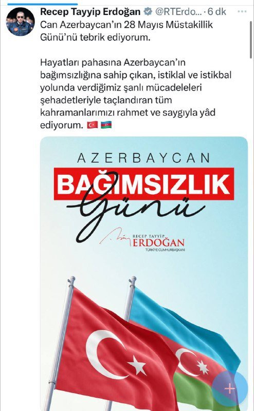 Ərdoğandan Azərbaycanla bağlı paylaşım – FOTO - foto 1