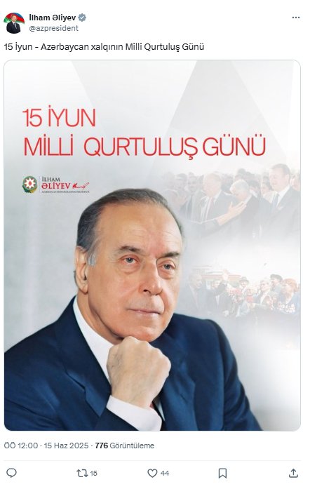 İlham Əliyev Milli Qurtuluş Günü ilə əlaqədar paylaşım etdi - FOTO - foto 1