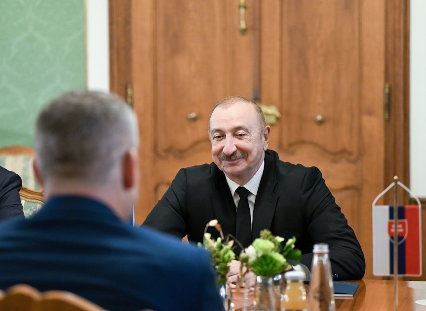 Bratislavada İlham Əliyevin Slovakiya Prezidenti ilə geniş tərkibdə görüşü olub - FOTO - foto 6