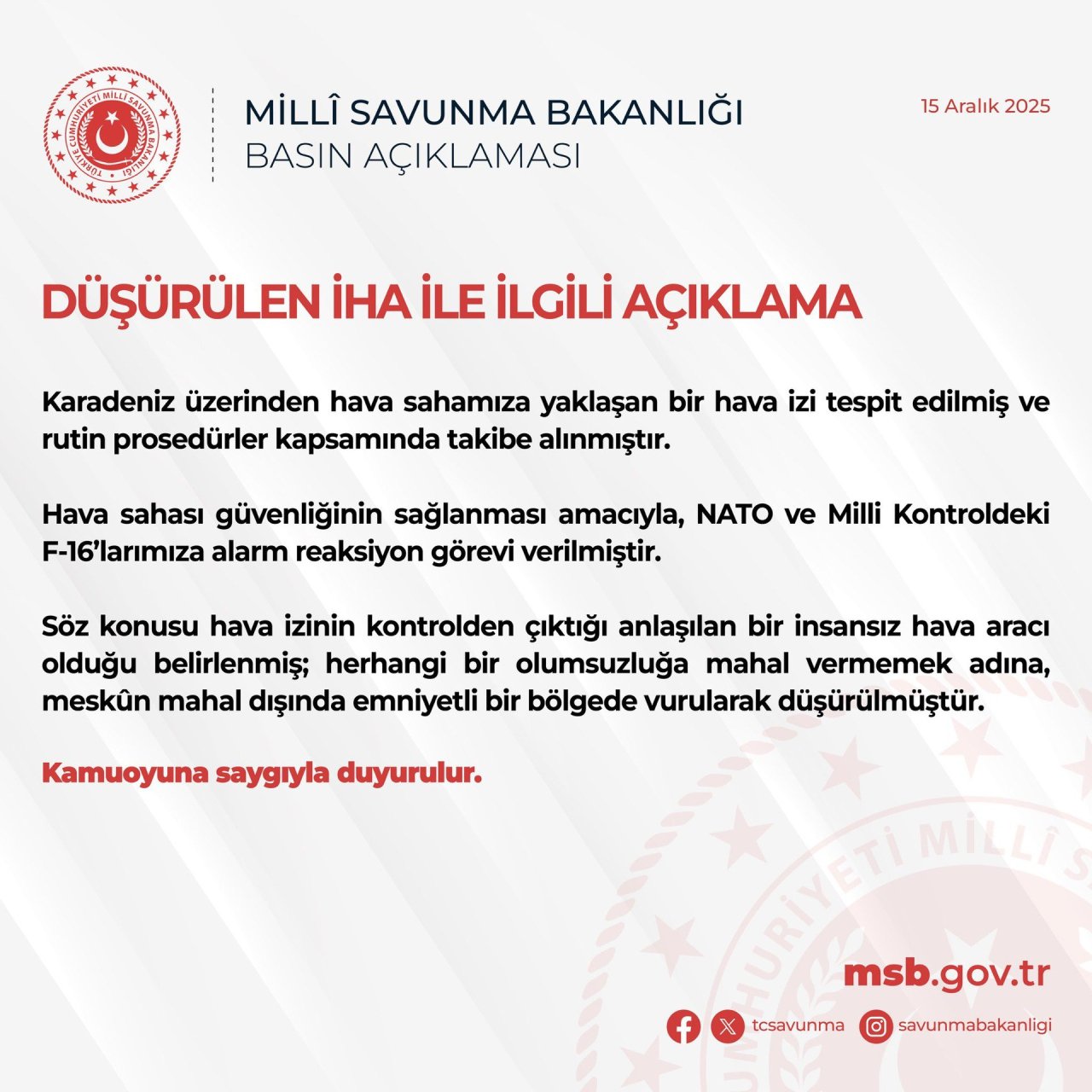 Türkiyə Qara dəniz üzərində PUA vurub - foto 1