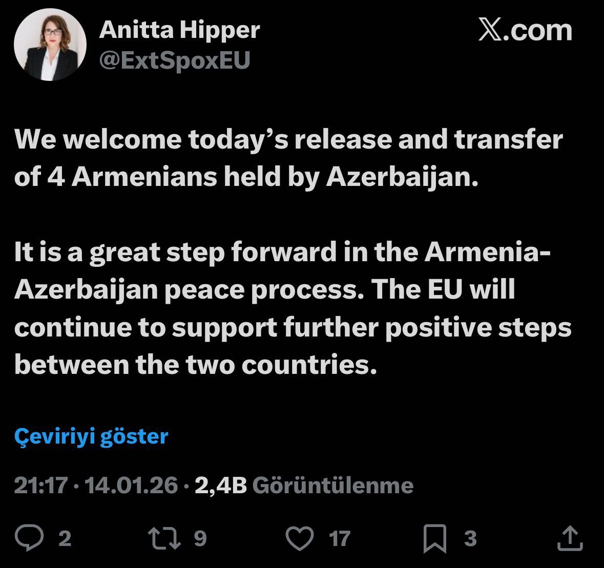 Avropa İttifaqından Azərbaycanın 4 ermənini təhvil verməsinə REAKSİYA - FOTO - foto 1