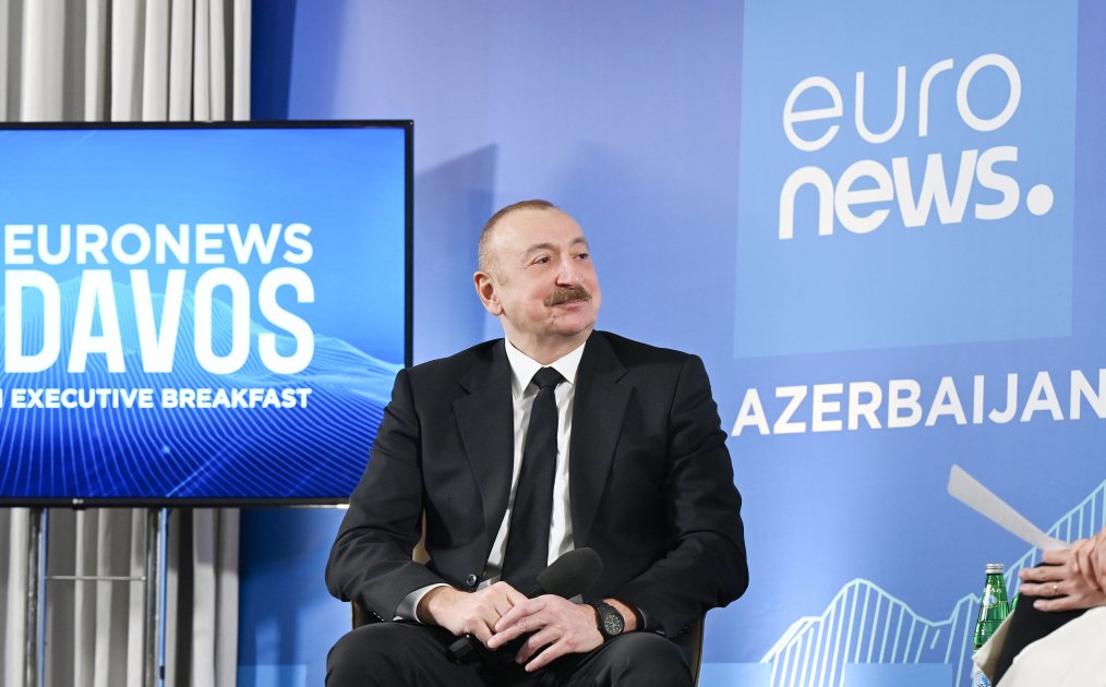 İlham Əliyev Davosda &ldquo;Euronews&rdquo; televiziyasına müsahibə verdi - FOTO/VİDEO