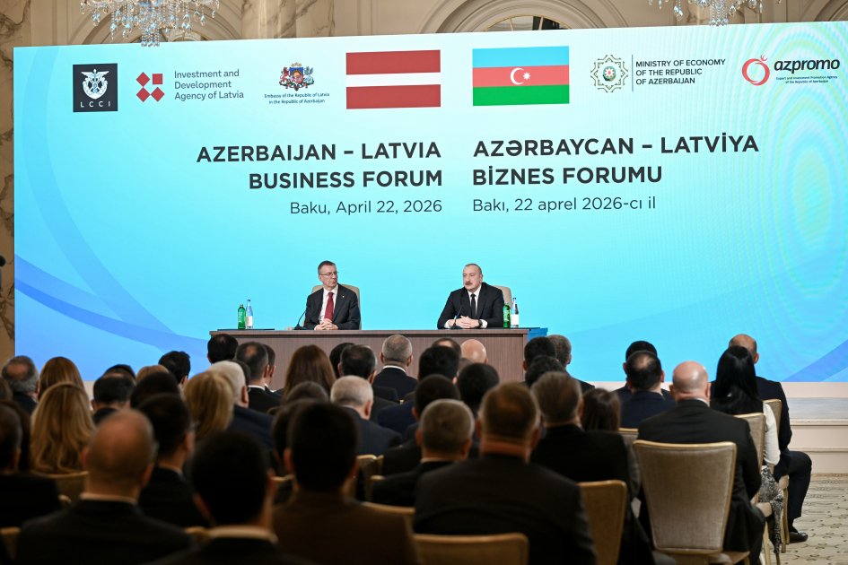 Prezidentlər Azərbaycan-Latviya biznes-forumunda – FOTO - foto 3
