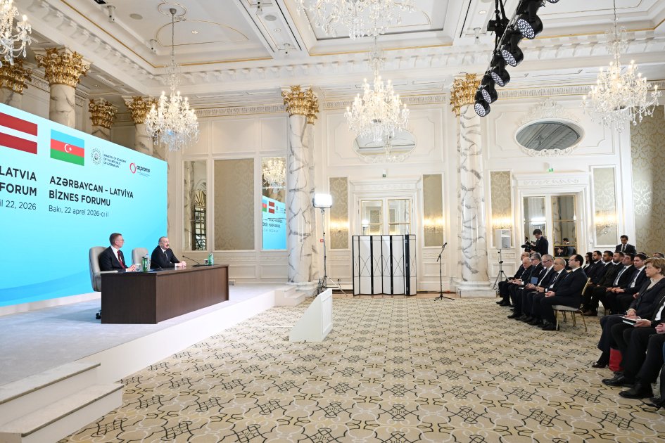 Prezidentlər Azərbaycan-Latviya biznes-forumunda – FOTO - foto 4