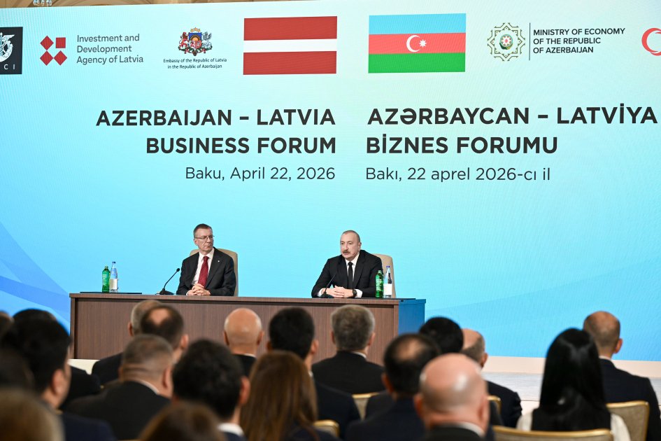 Prezidentlər Azərbaycan-Latviya biznes-forumunda – FOTO - foto 10