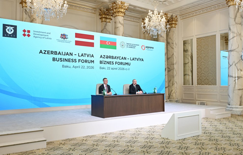 Prezidentlər Azərbaycan-Latviya biznes-forumunda – FOTO - foto 2
