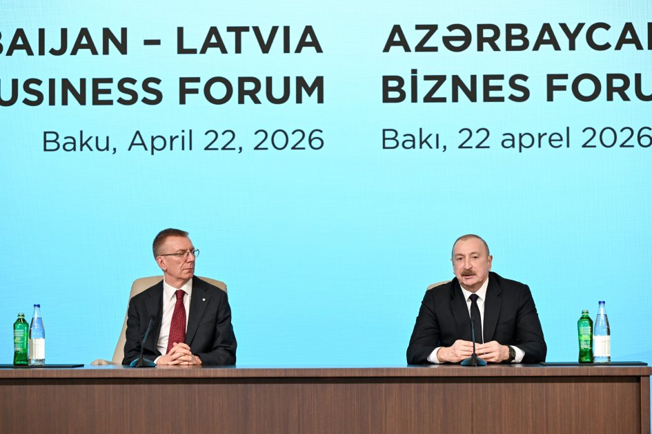Prezidentlər Azərbaycan-Latviya biznes-forumunda – FOTO - foto 6