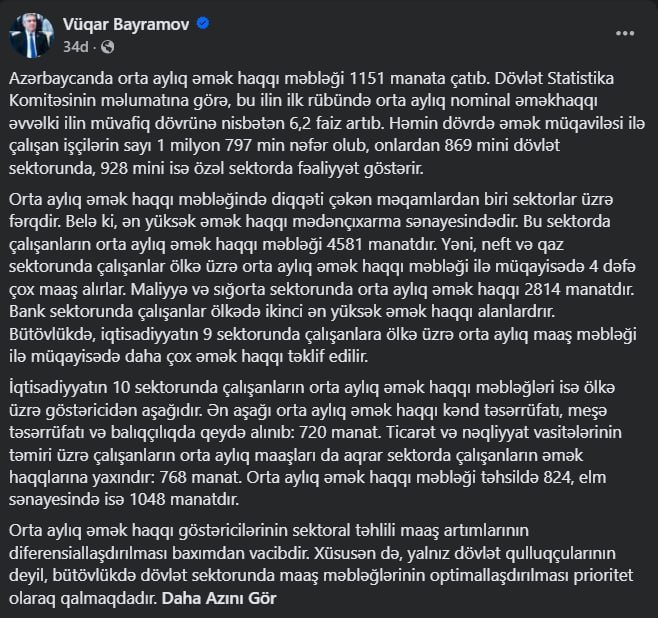 Azərbaycanda ən çox maaşı bu sahədə çalışanlar alır – FOTO - foto 1