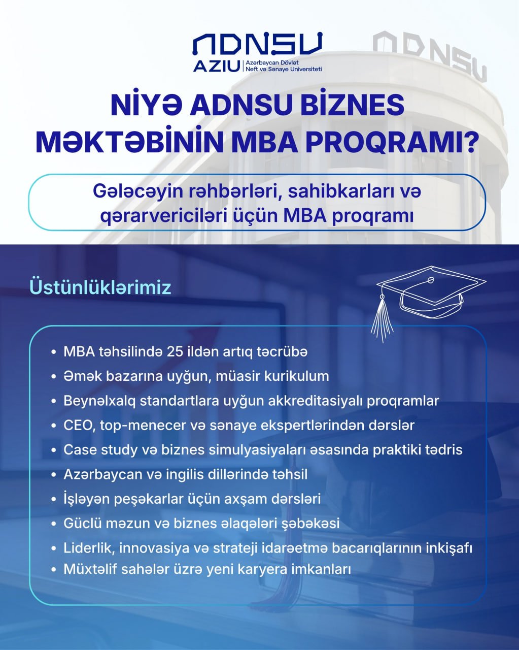 Gələcəyin rəhbərləri üçün ideal seçim – ADNSU Biznes Məktəbinin MBA proqramının üstünlükləri – FOTO - foto 1