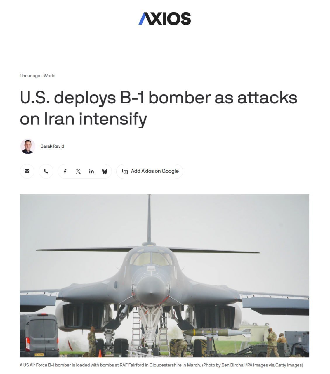 ABŞ İrana zərbələrdə ilk dəfə B-1 strateji bombardmançısından istifadə edib - FOTO - foto 1
