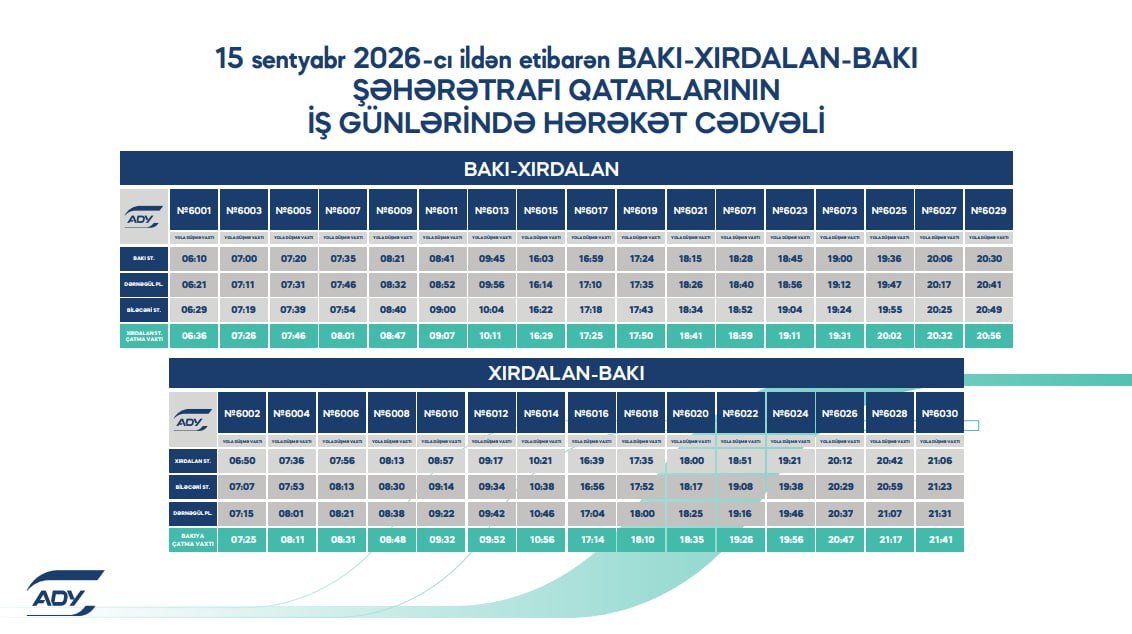 SON DƏQİQƏ! Qatarların yeni hərəkət cədvəli açıqlandı – FOTO - foto 3