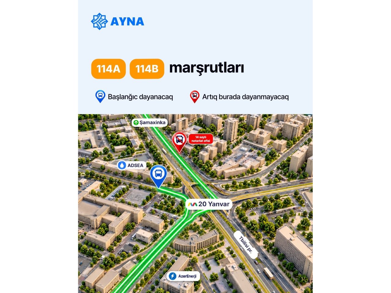 Bu marşrutlar “20 Yanvar” və “Şamaxinka”da dayanmayacaq – FOTO - foto 3