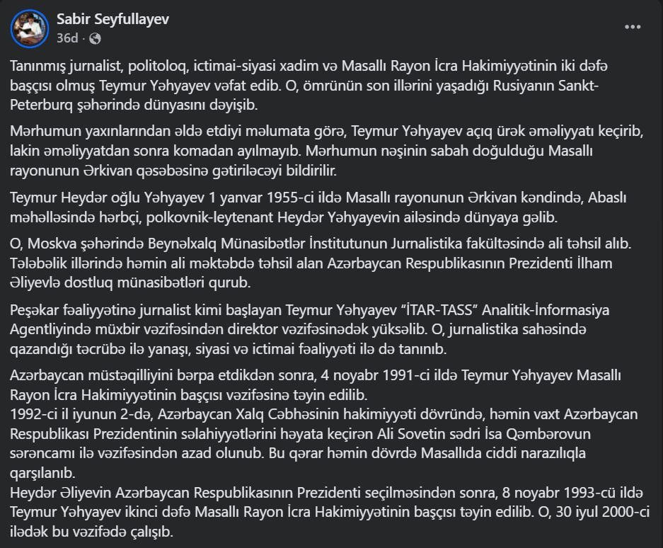 Sabiq icra başçısı Rusiyada vəfat etdi – FOTO - foto 1