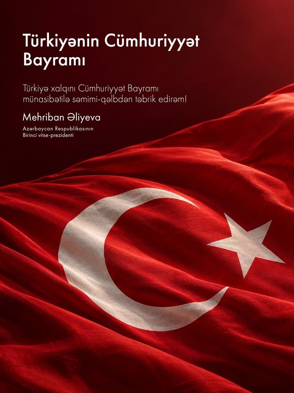 Mehriban Əliyeva Türkiyənin Cümhuriyyət Bayramını təbrik etdi – FOTO - foto 1
