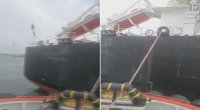 İstanbul limanında yük gəmisi saya oturdu - VİDEO