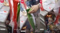İranda etirazçılar ölkə bayrağını zibil qutusuna atıb YANDIRDILAR - VİDEO 