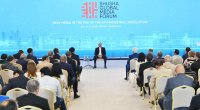 İlham Əliyev Qlobal Media Forumunda Transxəzər layihəsindən danışıb