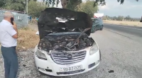 Oğuzda “Opel”in mühərriki yandı - VİDEO