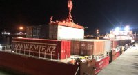 Çindən yola salınan növbəti blok qatar Bakı limanına çatdı - FOTO