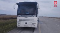 Kürdəmirdə hərəkətdə olan sərnişin avtobusu YANDI – FOTO  