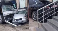 Bakıda avtobus iki maşınla toqquşdu - VİDEO
