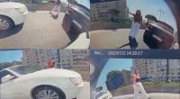 Bakıda qadın sürücü maşını saxlayıb mübahisə etdi, hərəkət iflic oldu – VİDEO