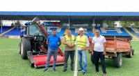 Tovuz şəhər stadionunun ot örtüyü dəyişdirilir - FOTO