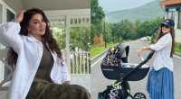 Yeni doğulan nəvəsi ilə istirahətə getdi - Fotolar