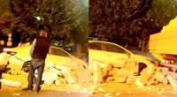 Yasamalda yük maşını idarəetmədən çıxdı - Avtomobillərə ziyan dəydi - VİDEO