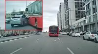 Bakıda "Prius" sərnişin avtobusuna çırpıldı - ANBAAN VİDEO