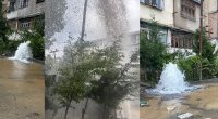 Bakıda boru partladı, küçəni su basdı - VİDEO