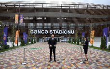 İlham Əliyev Gəncə şəhər stadionunun açılışında – FOTO