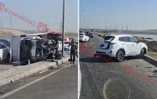 Böyükşor yolunda AĞIR QƏZA &ndash; Su bidonları yola dağıldı &ndash; VİDEO