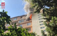 TƏCİLİ! Bakıda yaşayış binasında güclü yanğın başlayıb - VİDEO