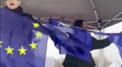 Parisdə Makrona qarşı etiraz: NATO bayrağı cırıldı - ANBAAN VİDEO
