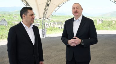 Azərbaycan və Qırğızıstan prezidentləri Füzuli şəhərinin Baş planı ilə tanış oldular - FOTO