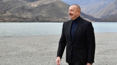 Prezident Füzulidə Köndələnçay su anbarları kompleksinin açılışında iştirak edib