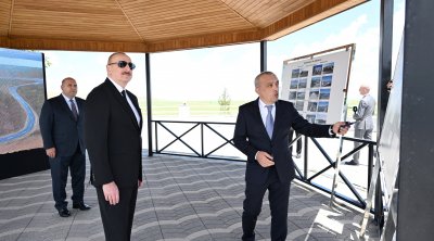 Prezident Füzulidə Köndələnçay su anbarları kompleksinin açılışında iştirak edib - FOTO